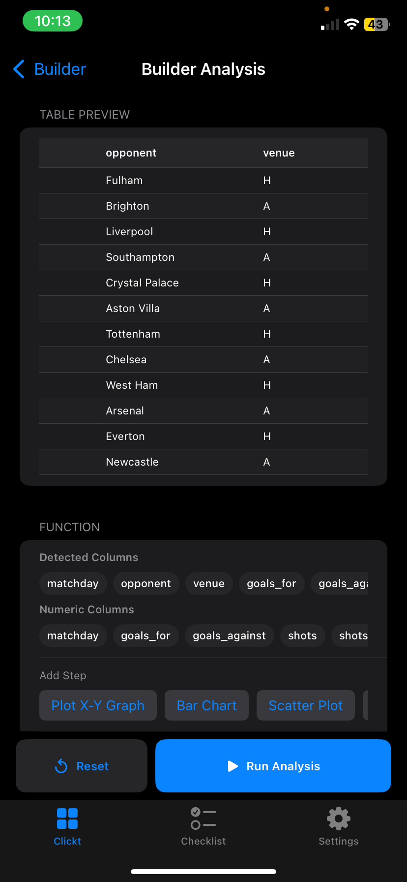 Builder table and charts 1